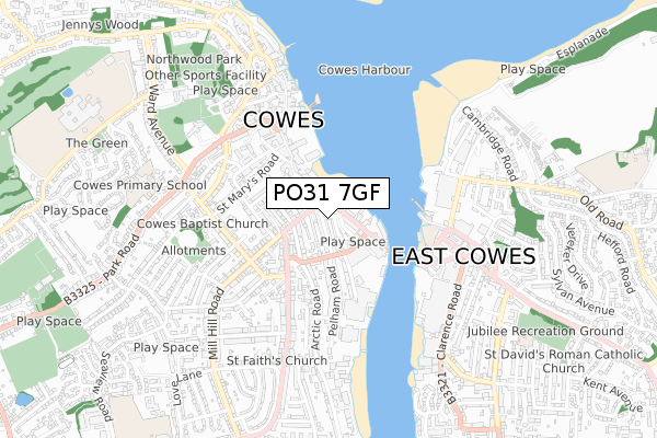 PO31 7GF map - small scale - OS Open Zoomstack (Ordnance Survey)