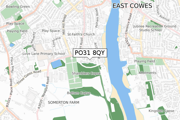 PO31 8QY map - small scale - OS Open Zoomstack (Ordnance Survey)