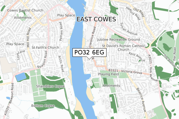 PO32 6EG map - small scale - OS Open Zoomstack (Ordnance Survey)