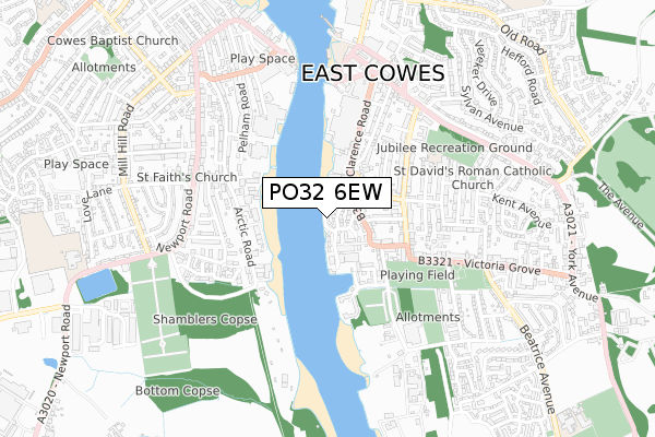 PO32 6EW map - small scale - OS Open Zoomstack (Ordnance Survey)