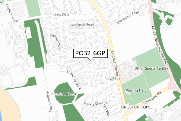 PO32 6GP map - large scale - OS Open Zoomstack (Ordnance Survey)