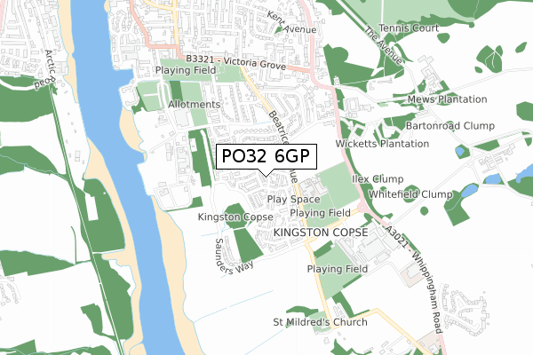 PO32 6GP map - small scale - OS Open Zoomstack (Ordnance Survey)