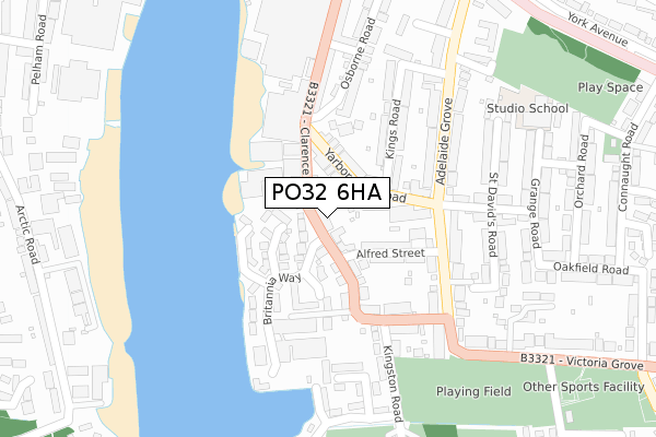 PO32 6HA map - large scale - OS Open Zoomstack (Ordnance Survey)