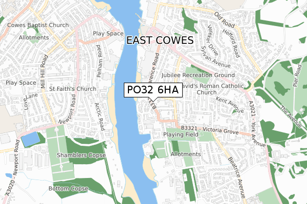 PO32 6HA map - small scale - OS Open Zoomstack (Ordnance Survey)