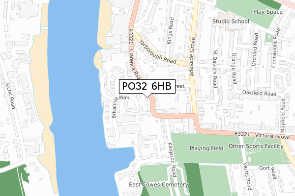 PO32 6HB map - large scale - OS Open Zoomstack (Ordnance Survey)