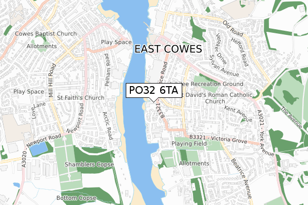 PO32 6TA map - small scale - OS Open Zoomstack (Ordnance Survey)