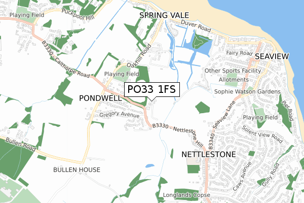 PO33 1FS map - small scale - OS Open Zoomstack (Ordnance Survey)