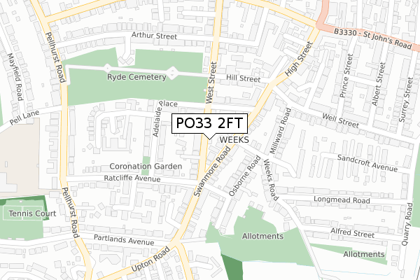 PO33 2FT map - large scale - OS Open Zoomstack (Ordnance Survey)