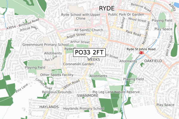 PO33 2FT map - small scale - OS Open Zoomstack (Ordnance Survey)