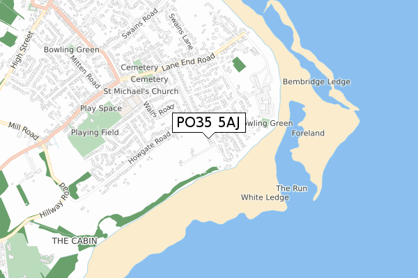 PO35 5AJ map - small scale - OS Open Zoomstack (Ordnance Survey)