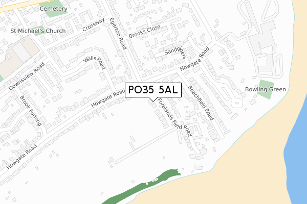 PO35 5AL map - large scale - OS Open Zoomstack (Ordnance Survey)