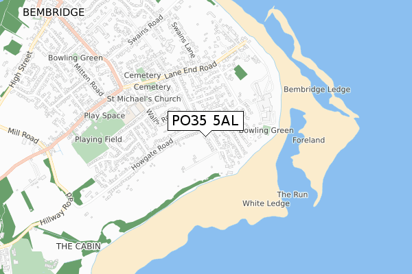 PO35 5AL map - small scale - OS Open Zoomstack (Ordnance Survey)