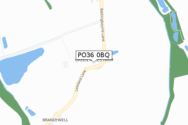 PO36 0BQ map - large scale - OS Open Zoomstack (Ordnance Survey)