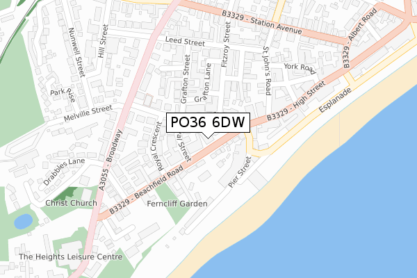 PO36 6DW map - large scale - OS Open Zoomstack (Ordnance Survey)