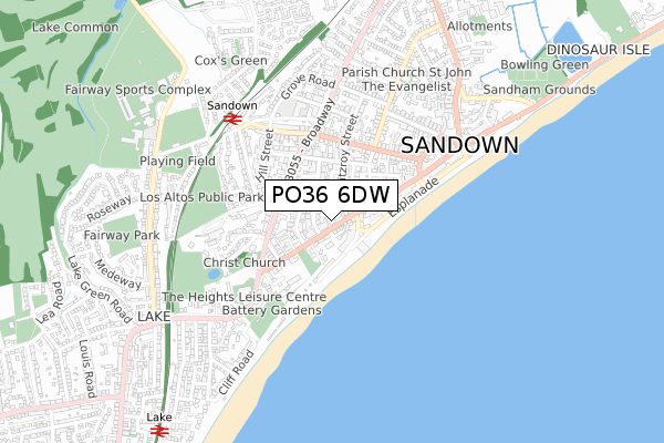 PO36 6DW map - small scale - OS Open Zoomstack (Ordnance Survey)