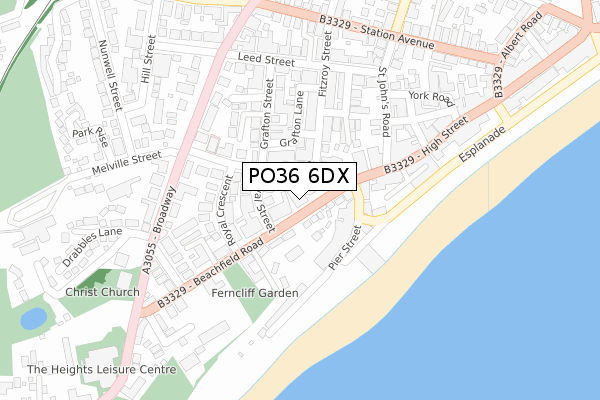 PO36 6DX map - large scale - OS Open Zoomstack (Ordnance Survey)