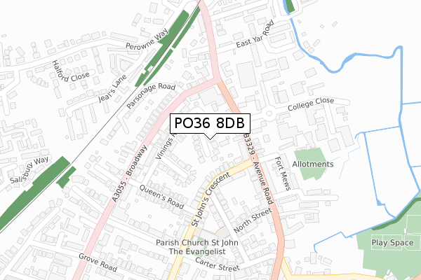 PO36 8DB map - large scale - OS Open Zoomstack (Ordnance Survey)