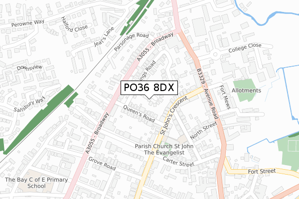 PO36 8DX map - large scale - OS Open Zoomstack (Ordnance Survey)