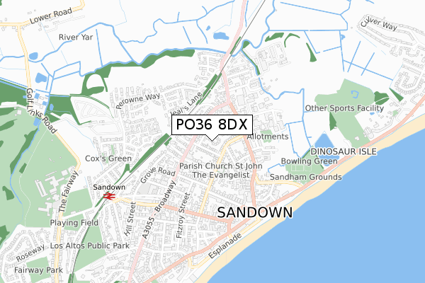 PO36 8DX map - small scale - OS Open Zoomstack (Ordnance Survey)