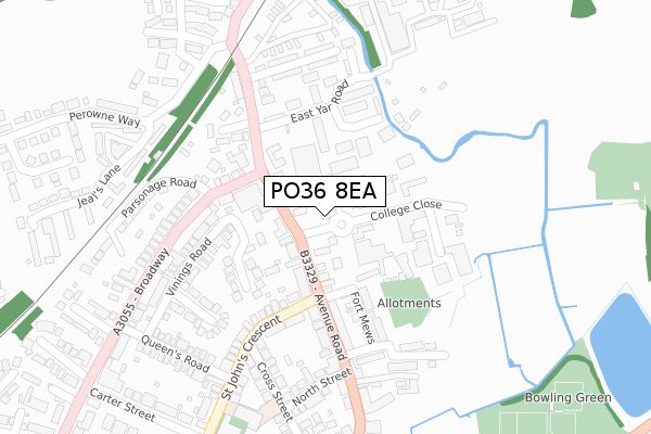 PO36 8EA map - large scale - OS Open Zoomstack (Ordnance Survey)