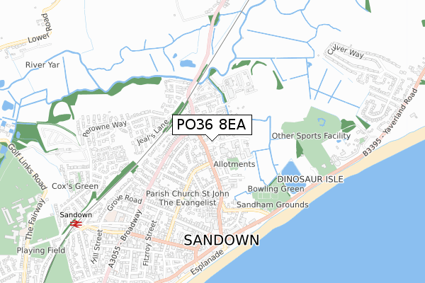 PO36 8EA map - small scale - OS Open Zoomstack (Ordnance Survey)