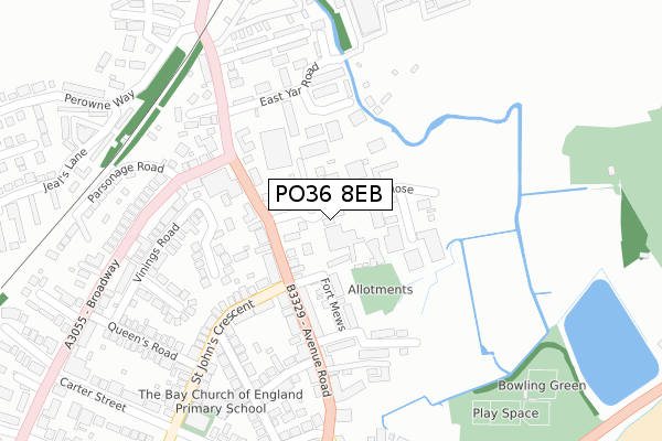 PO36 8EB map - large scale - OS Open Zoomstack (Ordnance Survey)