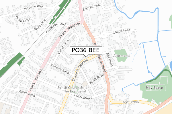 PO36 8EE map - large scale - OS Open Zoomstack (Ordnance Survey)