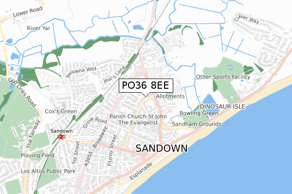 PO36 8EE map - small scale - OS Open Zoomstack (Ordnance Survey)