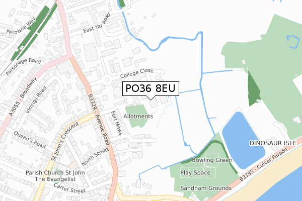 PO36 8EU map - large scale - OS Open Zoomstack (Ordnance Survey)