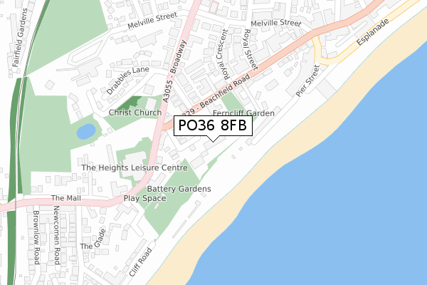 PO36 8FB map - large scale - OS Open Zoomstack (Ordnance Survey)