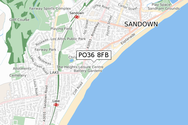 PO36 8FB map - small scale - OS Open Zoomstack (Ordnance Survey)