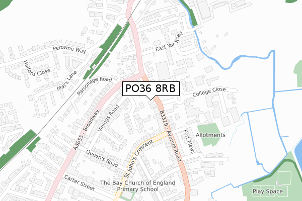 PO36 8RB map - large scale - OS Open Zoomstack (Ordnance Survey)