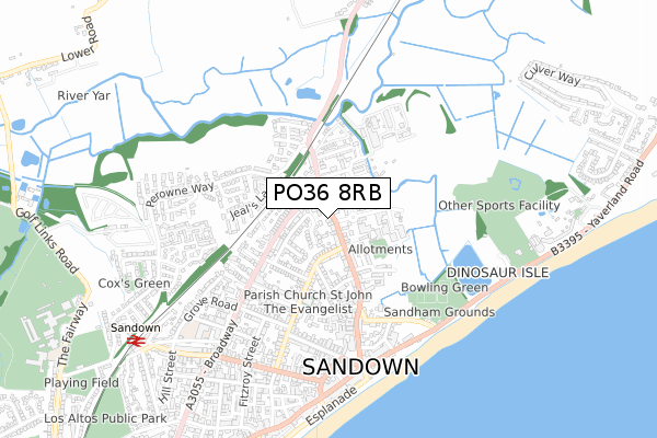 PO36 8RB map - small scale - OS Open Zoomstack (Ordnance Survey)