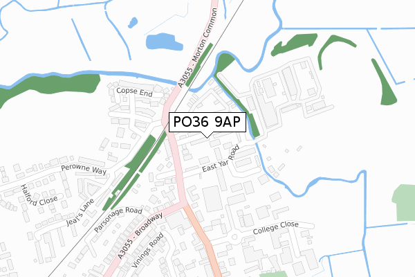 PO36 9AP map - large scale - OS Open Zoomstack (Ordnance Survey)