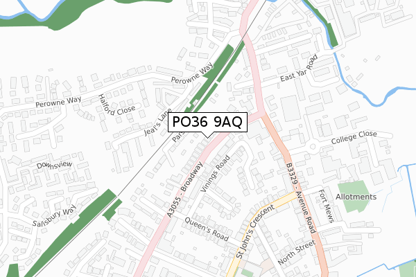 PO36 9AQ map - large scale - OS Open Zoomstack (Ordnance Survey)