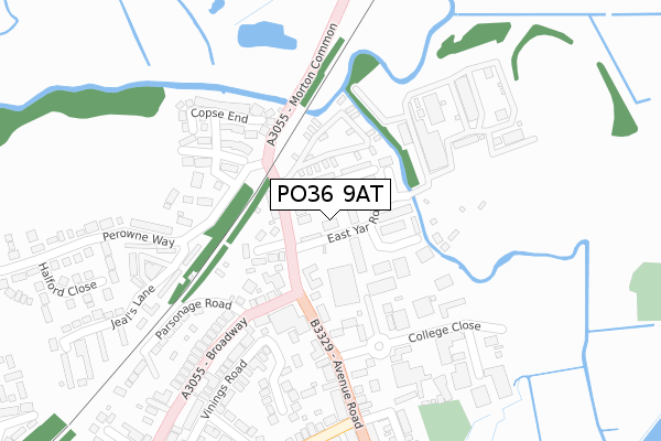 PO36 9AT map - large scale - OS Open Zoomstack (Ordnance Survey)