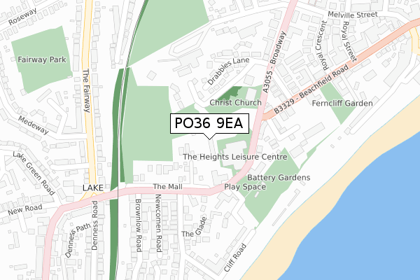 PO36 9EA map - large scale - OS Open Zoomstack (Ordnance Survey)