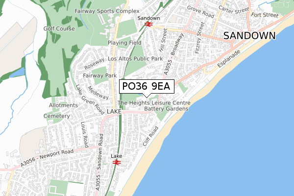 PO36 9EA map - small scale - OS Open Zoomstack (Ordnance Survey)