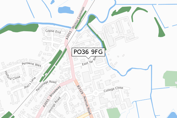 PO36 9FG map - large scale - OS Open Zoomstack (Ordnance Survey)