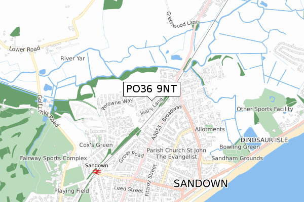 PO36 9NT map - small scale - OS Open Zoomstack (Ordnance Survey)