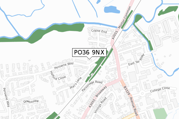 PO36 9NX map - large scale - OS Open Zoomstack (Ordnance Survey)