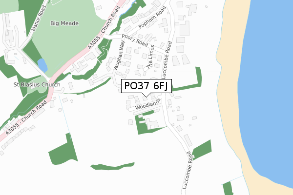 PO37 6FJ map - large scale - OS Open Zoomstack (Ordnance Survey)