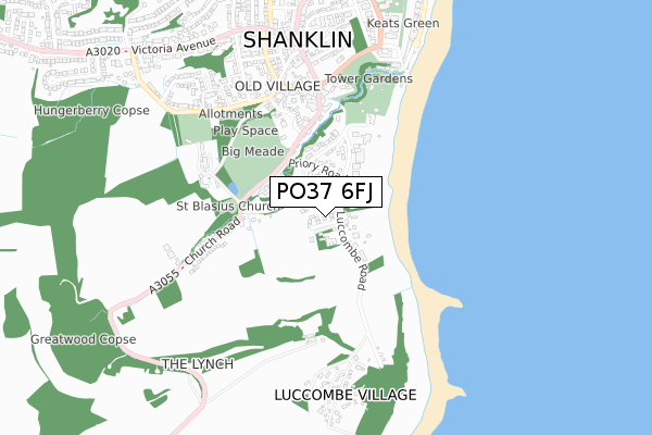 PO37 6FJ map - small scale - OS Open Zoomstack (Ordnance Survey)