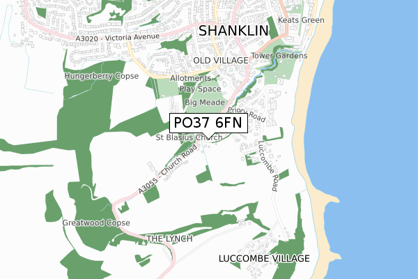 PO37 6FN map - small scale - OS Open Zoomstack (Ordnance Survey)