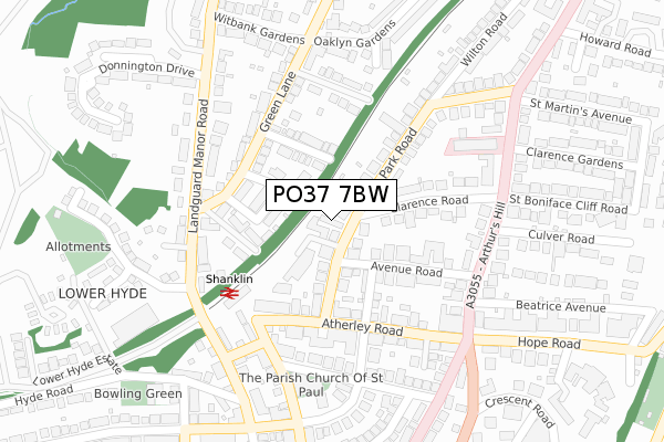 PO37 7BW map - large scale - OS Open Zoomstack (Ordnance Survey)