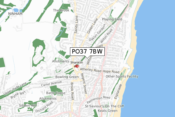 PO37 7BW map - small scale - OS Open Zoomstack (Ordnance Survey)