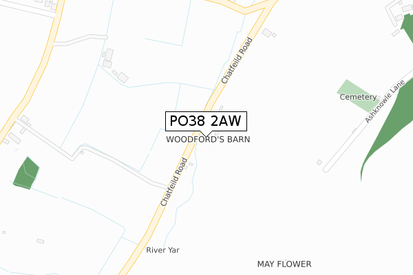 PO38 2AW map - large scale - OS Open Zoomstack (Ordnance Survey)