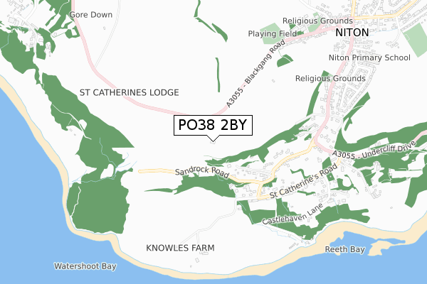 PO38 2BY map - small scale - OS Open Zoomstack (Ordnance Survey)