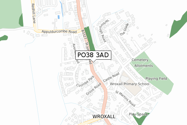 PO38 3AD map - large scale - OS Open Zoomstack (Ordnance Survey)