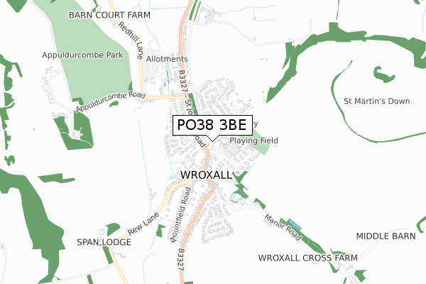 PO38 3BE map - small scale - OS Open Zoomstack (Ordnance Survey)